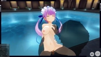 3D 變態動畫色情在泳池假裝女僕、口交搖擺、陰道擴張非常好非常性感